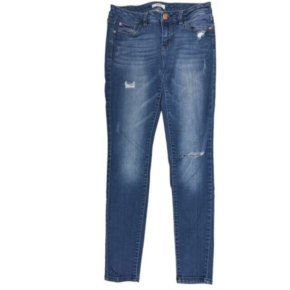 Kensie Jeans size 27 Skinny Unique Blue Distress Slimming 29" Inseam Attractive - Picture 1 of 4